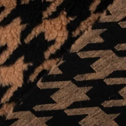 Fellimitat Kunstfell Teddyplüsch Hahnentritt camel schwarz 1,5m Breite