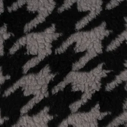 Fellimitat Kunstfell Teddyplüsch Hahnentritt grau schwarz 1,5m Breite