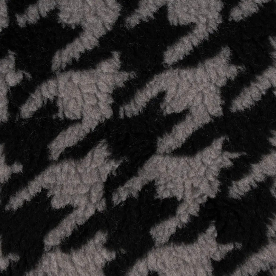 Fellimitat Kunstfell Teddyplüsch Hahnentritt grau schwarz 1,5m Breite