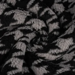 Fellimitat Kunstfell Teddyplüsch Hahnentritt grau schwarz 1,5m Breite