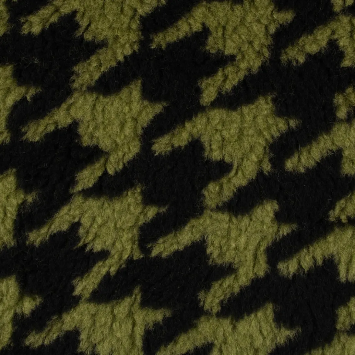 Fellimitat Kunstfell Teddyplüsch Hahnentritt grün schwarz 1,5m Breite