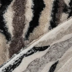 Fellimitat Kunstfell Teddyplüsch Animal Print Streifen beige braun dunkelblau 1,60m