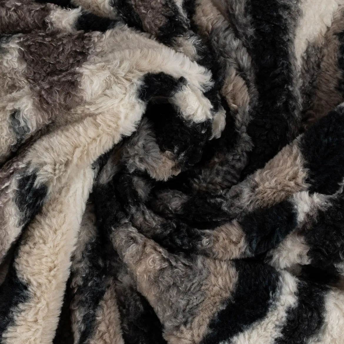 Fellimitat Kunstfell Teddyplüsch Animal Print Streifen beige braun dunkelblau 1,60m