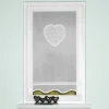 Fensterbehang Batistoptik Applikation Herz mit Häkelborte 100x90cm