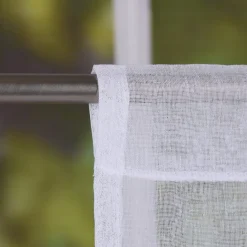 Fensterbehang Scheibengardine Fertiggardine 2er Pack Leinenstruktur Makramee weiß 30x45cm