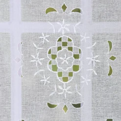 Fensterbehang Scheibengardine Fertiggardine 2er Pack Leinenstruktur Makramee weiß 30x45cm