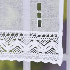 Fensterbehang Scheibengardine Fertiggardine 2er Pack Leinenstruktur Makramee weiß 30x45cm