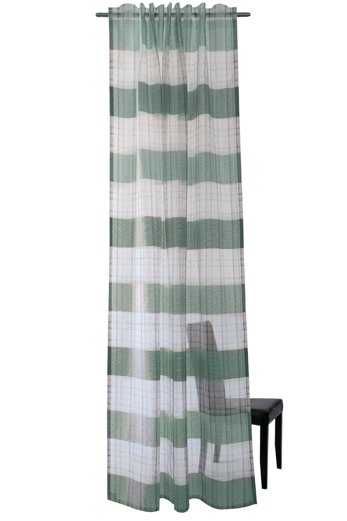 Fertiggardine Arne mit verdeckten Schlaufen kariert türkis 140x245cm