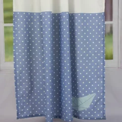 Fertiggardine Fertigschal Flags mit verdeckten Schlaufen Fähnchen und Schiffchen weiß blau 140x245cm