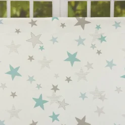 Fertiggardine Fertigschal Stars Sterne mit verdeckten Schlaufen weiß türkis grau 140x245cm