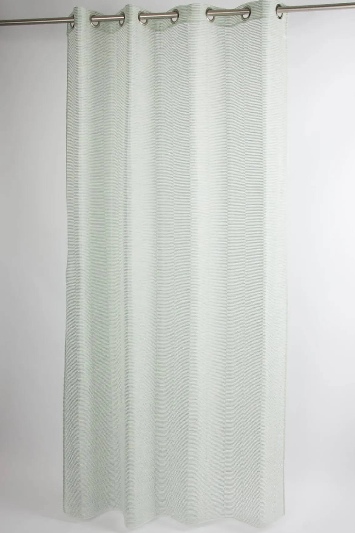 Fertiggardine Fertigvorhang Ösenschal mit Metallösen enge Streifen grün 145x245cm