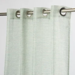 Fertiggardine Fertigvorhang Ösenschal mit Metallösen enge Streifen grün 145x245cm