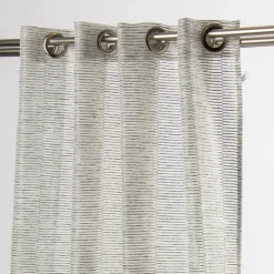 Fertiggardine Fertigvorhang Ösenschal mit Metallösen schmale Streifen schwarz weiß 145x245cm