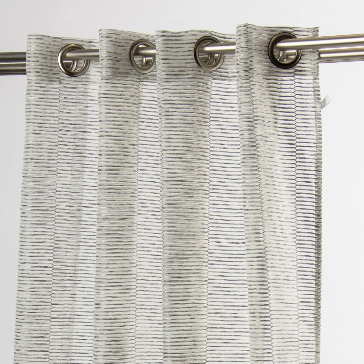 Fertiggardine Fertigvorhang Ösenschal mit Metallösen schmale Streifen schwarz weiß 145x245cm