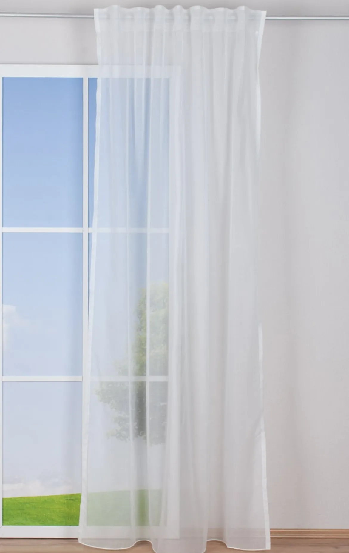 Fertiggardine Schal mit Schlaufenband Batistoptik creme 145x245cm