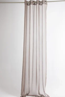 Fertiggardine Ösengardine einfarbig Voile Struktur braun 135x260cm