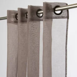 Fertiggardine Ösengardine einfarbig Voile Struktur braun 135x260cm
