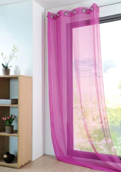 Fertiggardine Ösengardine einfarbig Voile Struktur beere 135x260cm