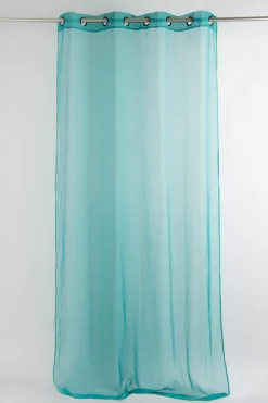 Fertiggardine Ösengardine einfarbig Voile Struktur türkis 135x260cm
