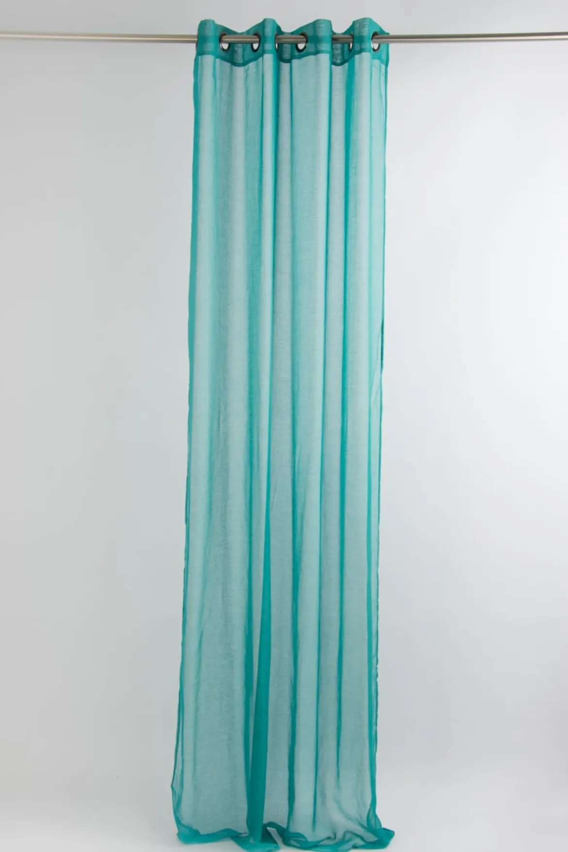 Fertiggardine Ösengardine einfarbig Voile Struktur türkis 135x260cm