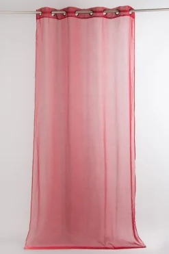 Fertiggardine Ösengardine einfarbig Voile Struktur rot 135x260cm