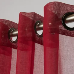 Fertiggardine Ösengardine einfarbig Voile Struktur rot 135x260cm