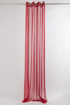 Fertiggardine Ösengardine einfarbig Voile Struktur rot 135x260cm