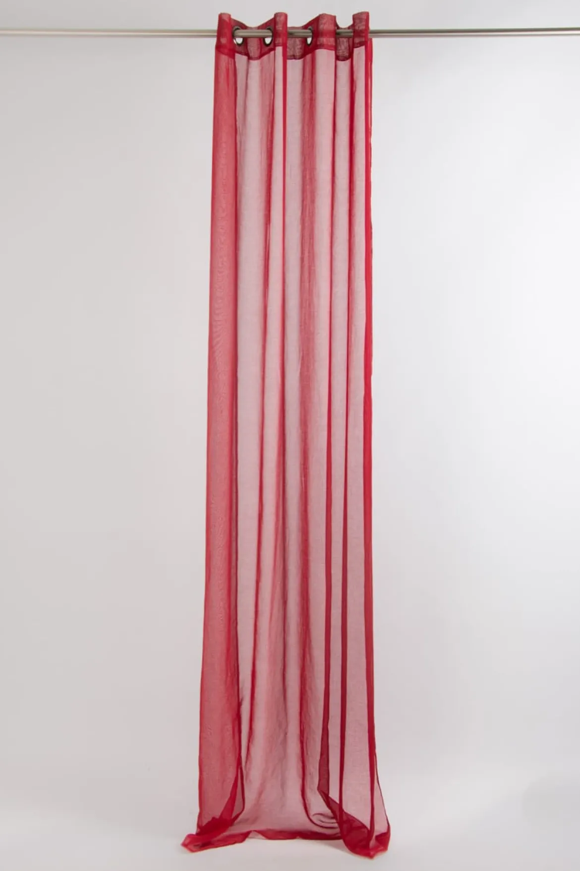 Fertiggardine Ösengardine einfarbig Voile Struktur rot 135x260cm