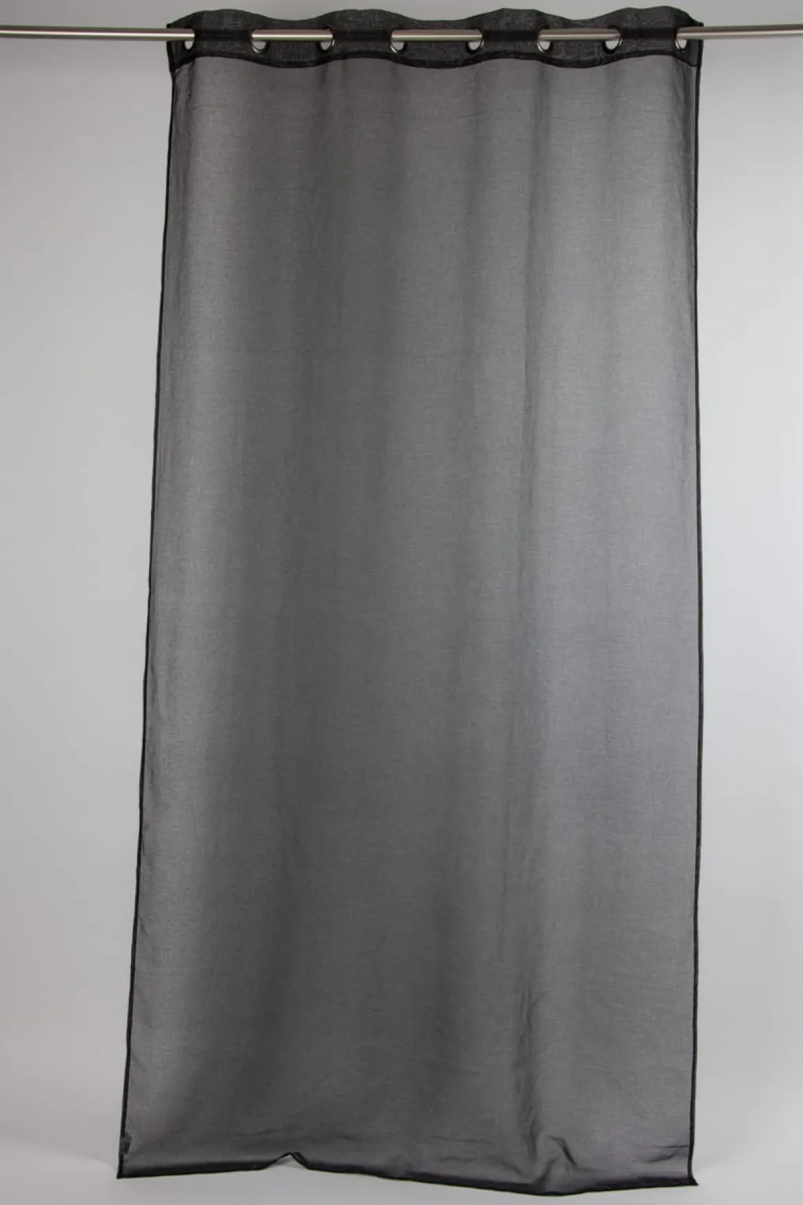 Fertiggardine Ösengardine einfarbig Voile Struktur schwarz 135x260cm