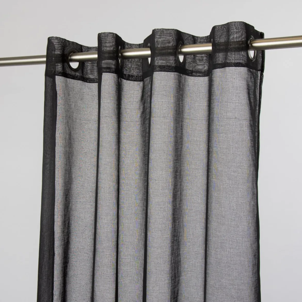 Fertiggardine Ösengardine einfarbig Voile Struktur schwarz 135x260cm