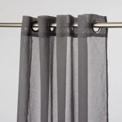 Fertiggardine Ösengardine einfarbig Voile Struktur anthrazit 135x260cm