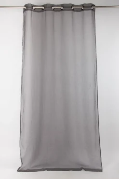Fertiggardine Ösengardine einfarbig Voile Struktur anthrazit 135x260cm