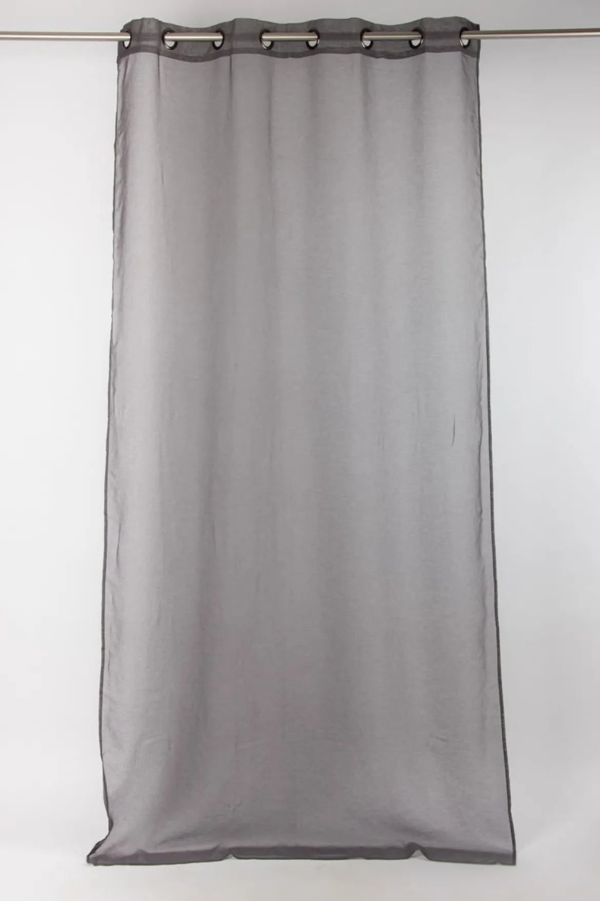 Fertiggardine Ösengardine einfarbig Voile Struktur anthrazit 135x260cm