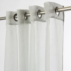 Fertiggardine Ösengardine einfarbig Voile Struktur grau 135x260cm