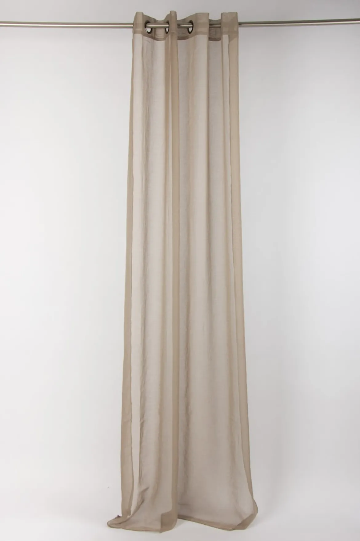 Fertiggardine Ösengardine einfarbig Voile Struktur taupe 135x260cm