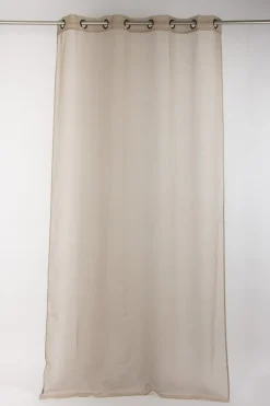 Fertiggardine Ösengardine einfarbig Voile Struktur taupe 135x260cm