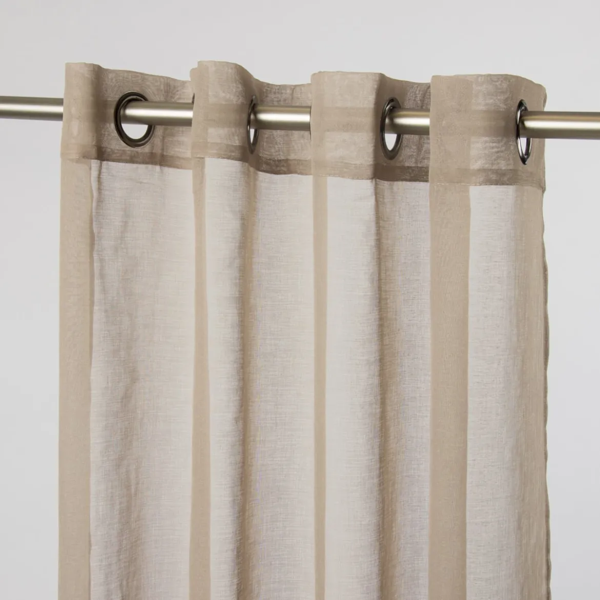 Fertiggardine Ösengardine einfarbig Voile Struktur taupe 135x260cm