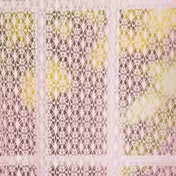 Fertiggardine Ösengardine Häkelgardine Blumen Gitter rosa 140x260cm