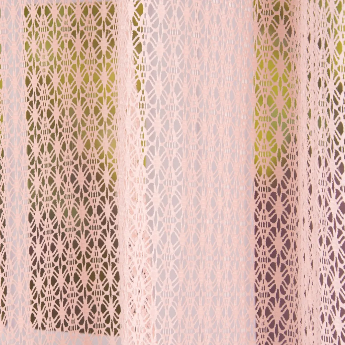 Fertiggardine Ösengardine Häkelgardine Blumen Gitter rosa 140x260cm