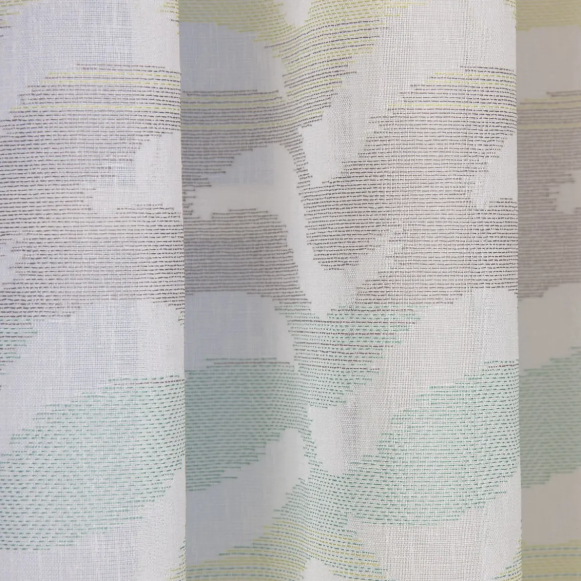 Fertiggardine Ösengardine Leinenoptik mit farbigem Wellenmuster weiß grün grau 140x245cm