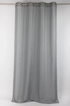 Fertiggardine Ösengardine Struktur uni grau 140x260cm