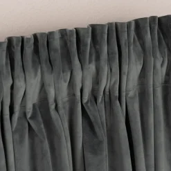 Fertiggardine Velia Samt mit verdeckten Schlaufen einfarbig steingrau 140x245cm