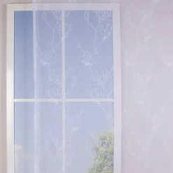 Fertigschal mit Schlaufenband bestickt Magnolie einfarbig weiß 140x245cm