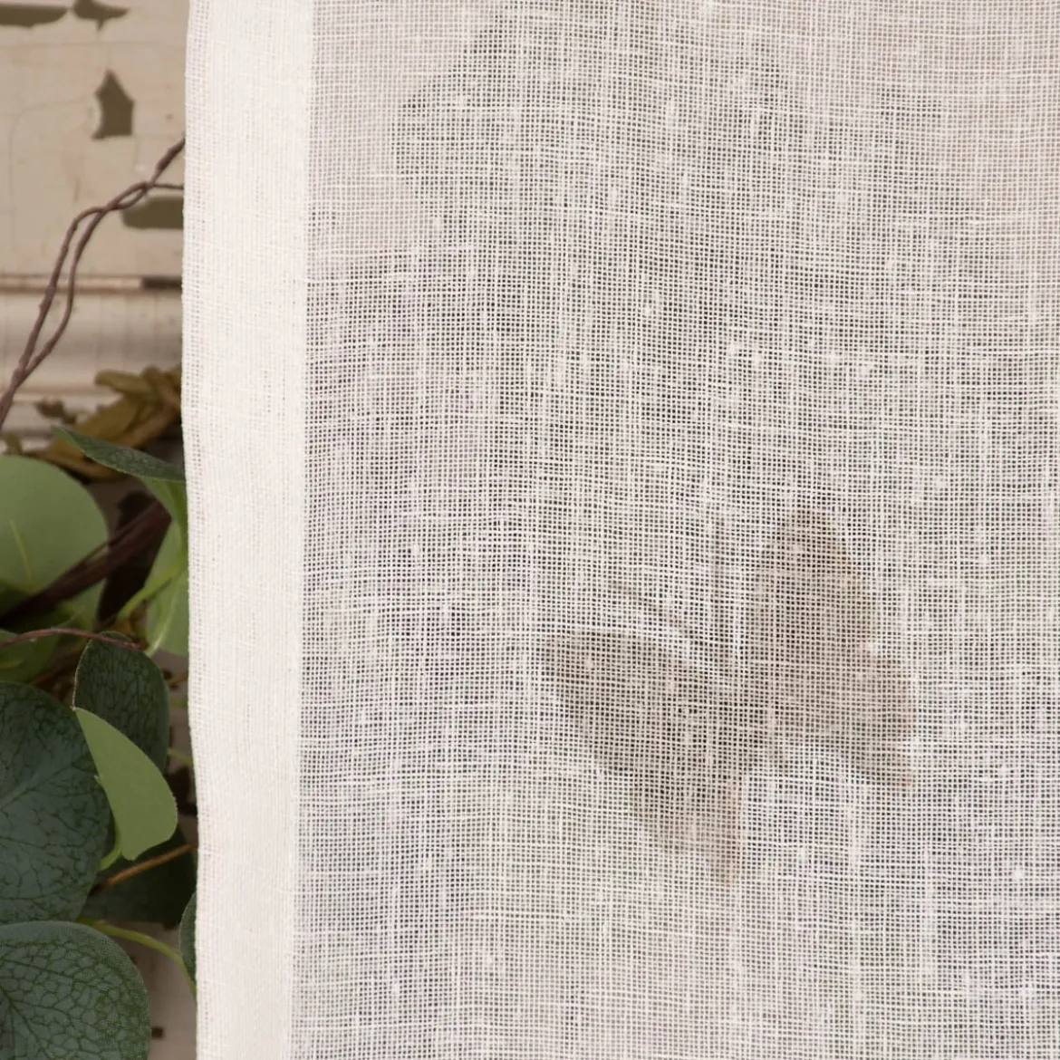 Fertigschal mit Schlaufenband Blumenwiese wollweiß sand 140x245cm