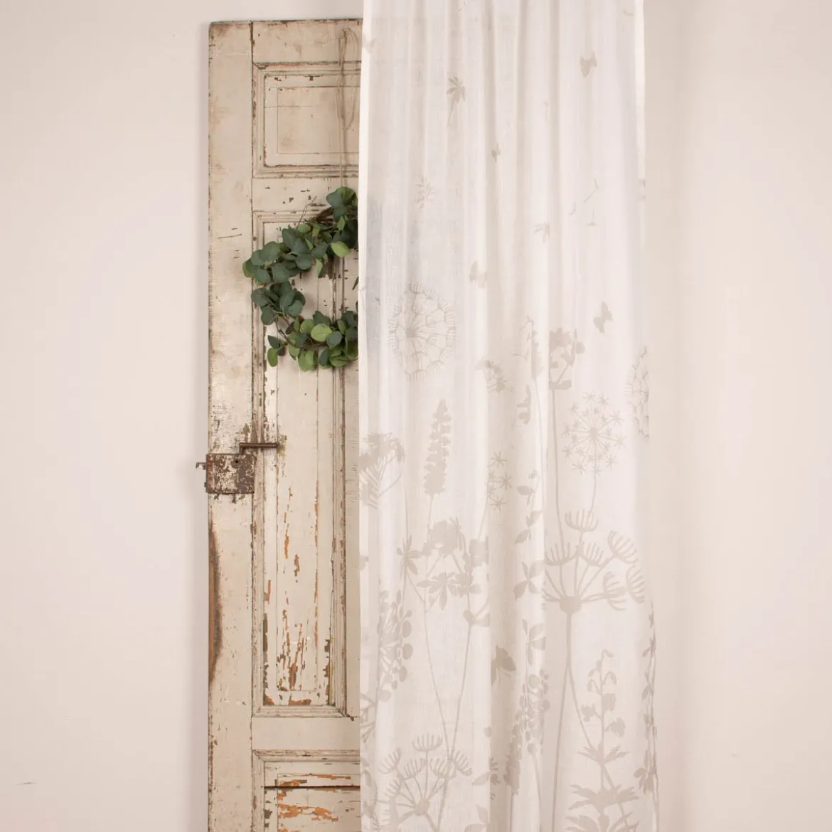 Fertigschal mit Schlaufenband Blumenwiese wollweiß sand 140x245cm