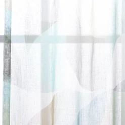 Fertigschal mit Schlaufenband geometrisch grün blau weiß 140x245cm