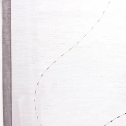 Fertigschal mit Schlaufenband Applikation Wellenlinien mit Leinenanteil grau creme 140x245cm