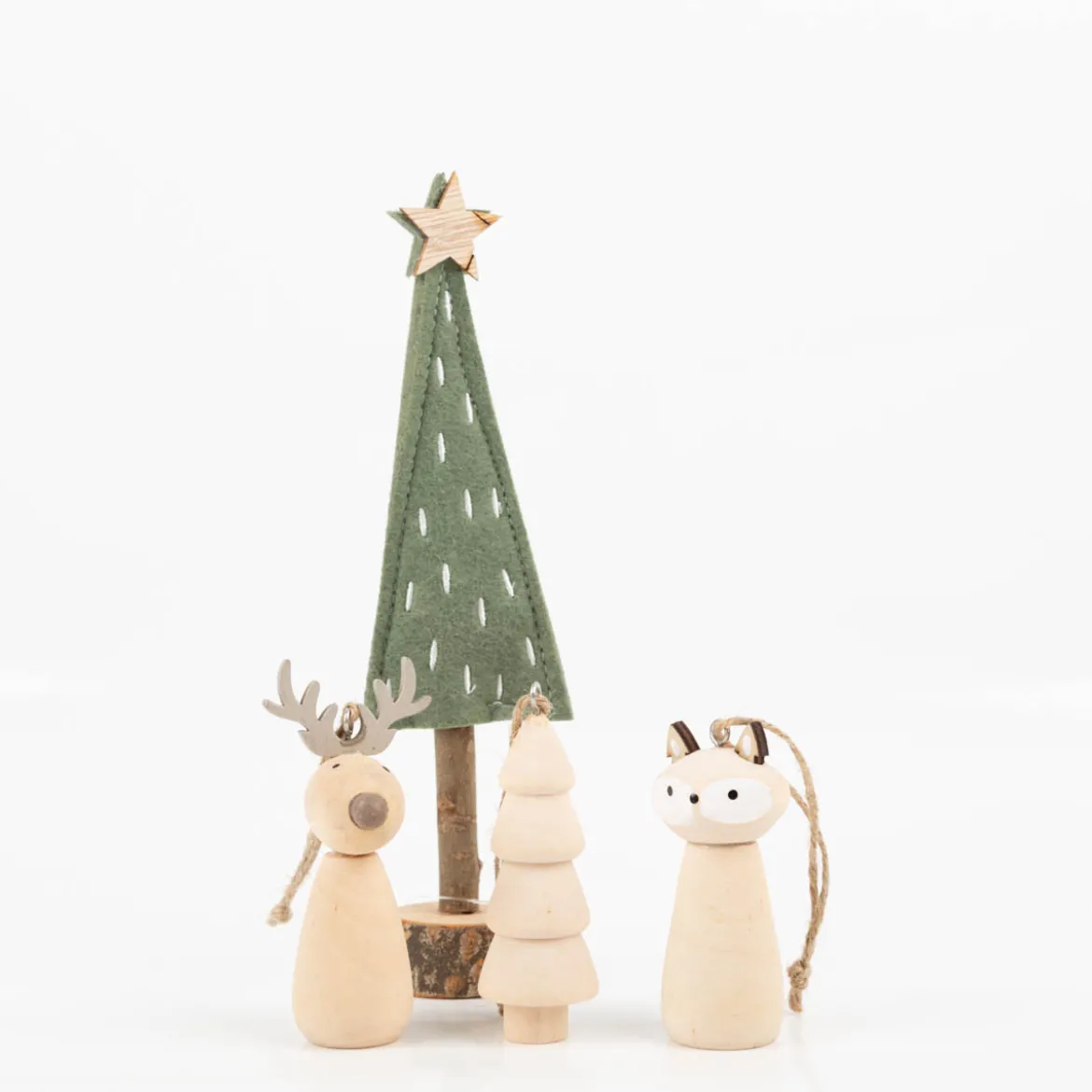 Filz Weihnachtsbaum grün zum Stellen 21 cm – Holzfuß & Stern von Rayher