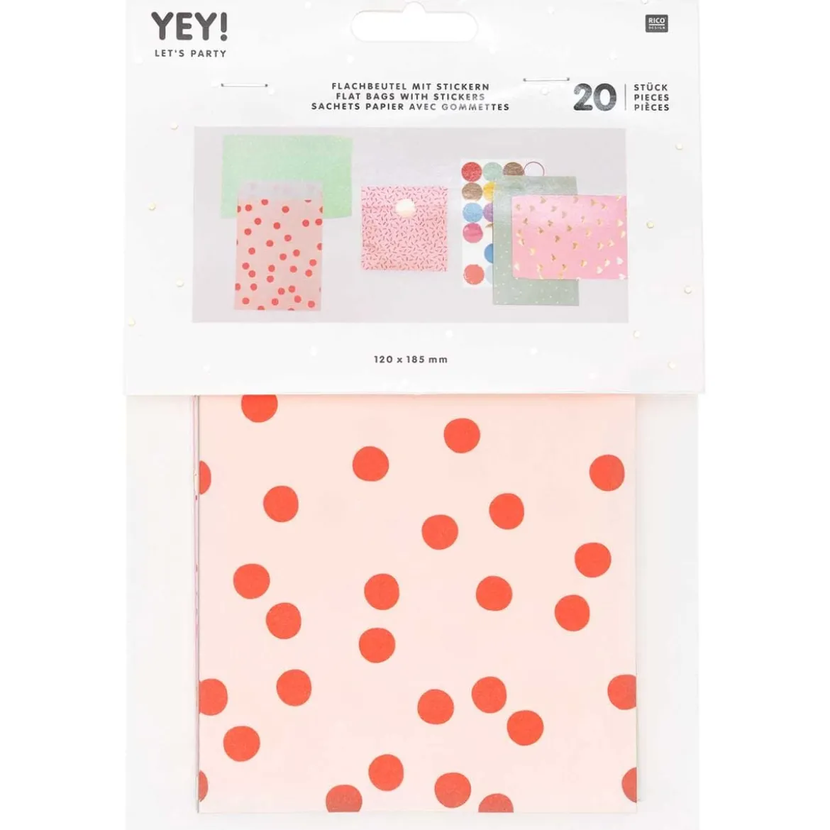 Flachbeutel Papiertüten Hotfoil mit Stickern 12x18,5cm von Rico Design 20 Stk
