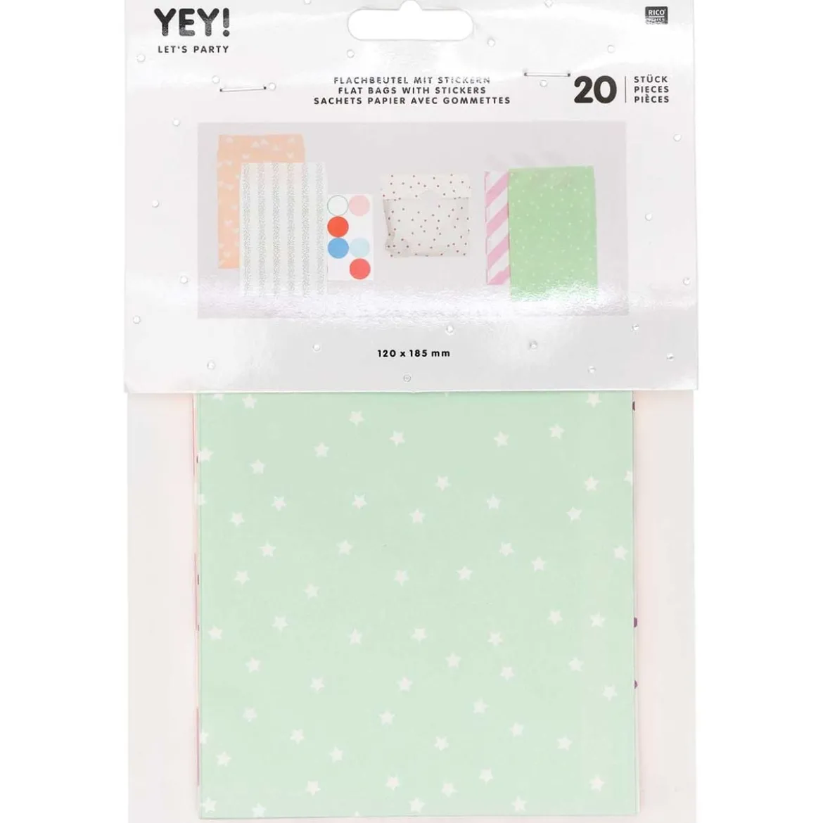 Flachbeutel Papiertüten mit Stickern 12x18,5cm von Rico Design 20 Stk